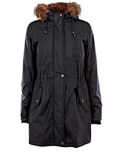 Oasis Wax quilted lining parka Black   