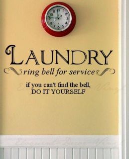 Laundry Room Ring Bell Wall Decal Words Quote