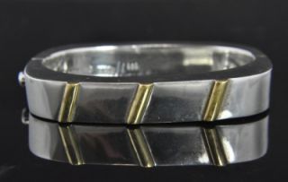 Vtg Laton Mexico Sterling Silver Brass Bangle Bracelet