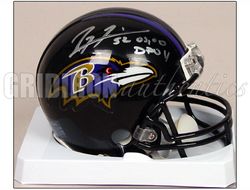 Ray Lewis Autographed Baltimore Ravens Mini Helmet w 03 00 Dpoy