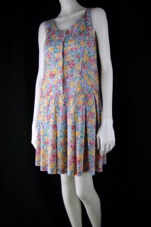 Laura Ashley Dropped Waist Floral Cotton Sundress Dress Vintage 6