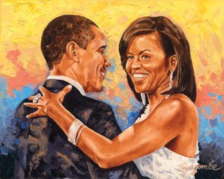 Obama Oil Painting Canvas at Last by KYEGOMBE