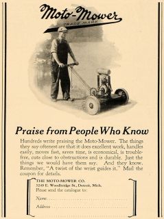 1927 Ad Moto Mower Company Garden Tool Lawn Cutter   ORIGINAL