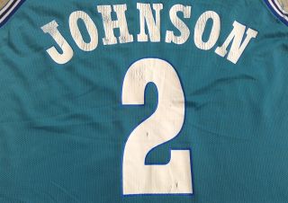 Champion Charlotte Hornets Larry Johnson Jersey, 48 XL NBA Basketball