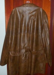 Vtg Lauer Leathers Fully Lined Brown Leather Blazer Jacket Sz 48 Long