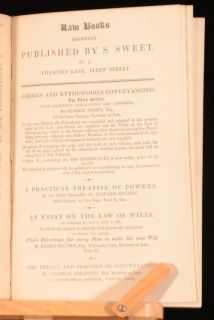 1833 Catalogue of New and Important Law Books Stephen Sweet Publisher