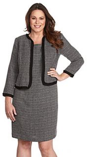 Le BOS 2 PC Tweed Jacket Dress Suit Sleeveless Size 14 WP Womens