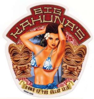 Big Kahunas Hawaiian Island Bikini Girl Sticker Decal
