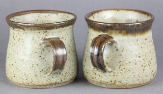 Pair David Leach Lowerdown Studio Pottery Foxglove Pattern Coffee Mugs