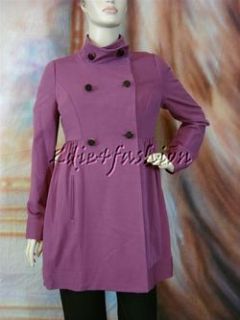 795 New Tracy Reese Grape Purple Stretchy Pleated Lined Trench Coat