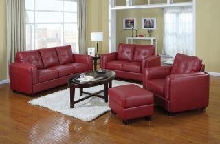 Sawyer Collection Sofa Red 100 Bonded Leather Casual Tufted Back