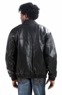 Face Mens New Premium Leather Hip Hop Bomber Baseball Jacket