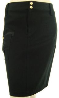 Lauren by Ralph Lauren Designer Petite Black Cotton Skirt Womens US