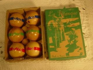 Vintage Bocce Ball Set from France La Petanque Lawn Bowling Vilac Bois