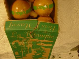 Vintage Bocce Ball Set from France La Petanque Lawn Bowling Vilac Bois