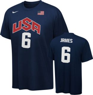 Lebron James Navy Team USA 2012 Basketball Olympics Nike T Shirt Sz