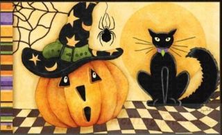 Magnet Works Halloween Doormat Weatherproof Inside Outside Pumpkin Cat