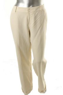 Ralph Lauren New Andover Tan Wide Leg Cuff Hem Silk Dress Pants Plus