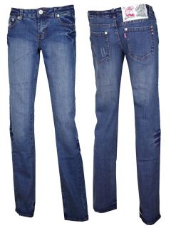 New Womens Ladies Straight Leg Stretch Denim Jeans Size UK 6 8 10 12