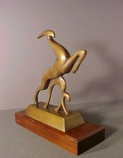 Abstract Mid Century Art Deco Bronze Sculpture Deer