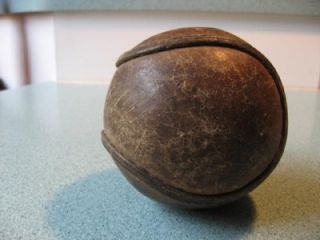 Old Leather Softball Playground Ball Antique Vintage Raised Stitching