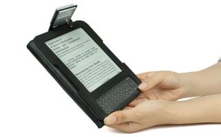 Kindle 3 Black Leather Case with Built in Reading Light