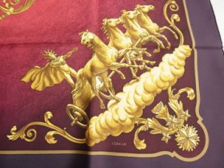 Hermes Cosmos Ledoux Stars Horses Plum Burgundy Gold