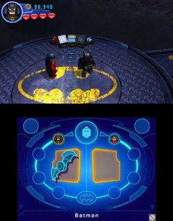 and Robin in the batcave in Lego Batman 2 DC Super Heroes for 3DS