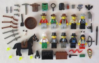 10 Lego Cowboy Indian Minifig Lot Wild West Figure
