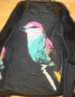 Anthropologie Leifsdottir Bird Corvida Song Sweater Cardigan Black