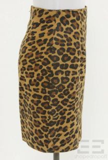 Vakko Leopard Print Suede Pencil Skirt Size 6