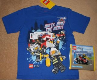 LEGO City *Rescue* Blue Tee T Shirt NWT sz 5 + TOY