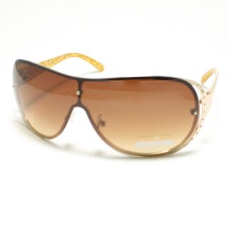 Fashion Womens Shield Sunglasses Rimless Brown Leopard