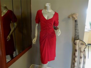 LEONA EDMISTON RED 2011 COLLECTION RUCHED DRESS NEAR NEW SIZE 4 AUS 16