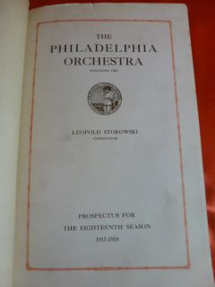 Philadelphia Orchestra Leopold Stokowski Prospectus Programs 800 Pages