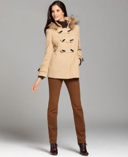Style&co. Petite Long Sleeve Faux Fur Trim Coat & Skinny Leg Jeans