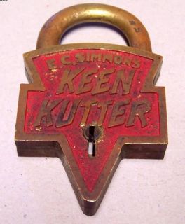 Vintage Brass Keen Kutter Lock E C Simmons No Key
