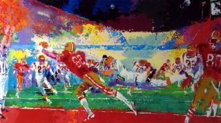 Leroy Neiman Super Play Football Hand Signed Framed Original Color