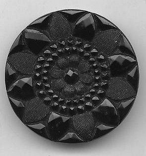 Antique Black Glass Lacy Type Button 174