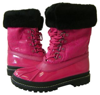 Coach Leonora Heavyweight Nylon Snow Boots Pink 7 5 New