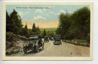 LB406 172 Vintage Cars on The Country Road to Marquette c1910 Unusedvg