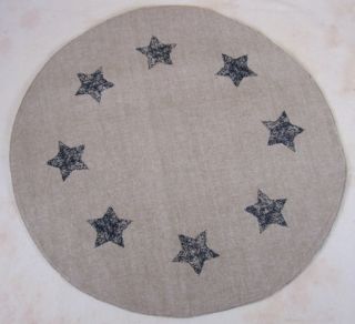 Country Tan Navy Stenciled Stars Liberty Table Mat 15 In