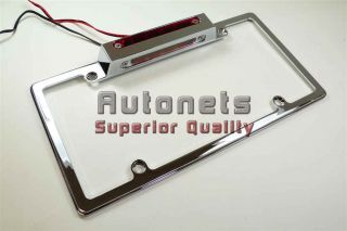Chrome Aluminum License Plate Frame w/ Led Brake light Tail Hot Street