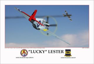 Lucky Lester Tuskegee Airmen P 51 Print by Jerry Taliaferro
