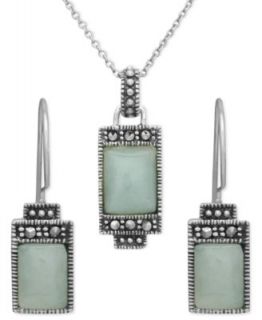 Genevieve & Grace Sterling Silver Pendant and Earrings Set, Jade and