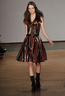 Marc Jacobs Dress 0 2 Lily Collins Rope Stripe Jacquard Strapless $628