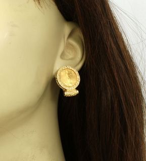 Lovely 14k Gold 22K US Liberty Coin Ladies Earrings