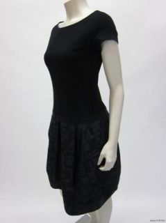 Lida BADAY Black Contrast Short Sleeve Drop Waist Dress Sz 8