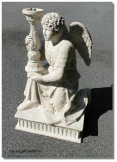 ANGEL KNEELING faux marble STATUE cherub heavy Sculpture HOLIDAY wings