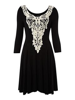 Izabel London Crochet fit and flare dress Black   